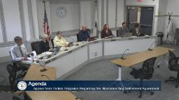 Thumbnail from meeting video shows a wide shot of the entire board with town staff sitting behind the meeting table in Rm A of Town Hall.
