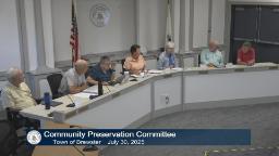 Thumbnail of meeting video shows a wide shot of the Community Preservation Committee in RM A of Town Hall.
