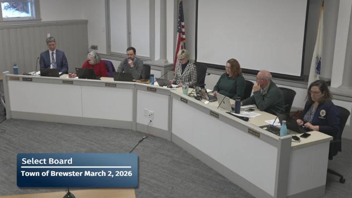 The members of the Brewster Select Board convene their 3/2/2026 meeting