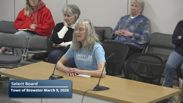 A member of the public adresses the Select Board during the public comment period at their March 9, 2026 meeting
