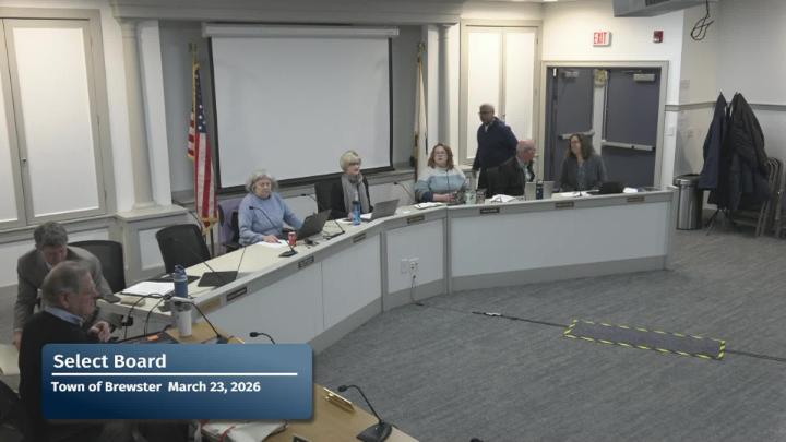 Members of the Finance Committee seat themselves as the Brewster Select Board returns from Executive Session during their march 23, 2026 meeting.